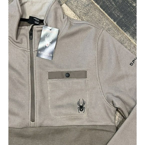 New $129 Spyder Men Medallion Bonded Sweater Fleece 1/4 Zip Jacket Cinder M‎ - Picture 7 of 7